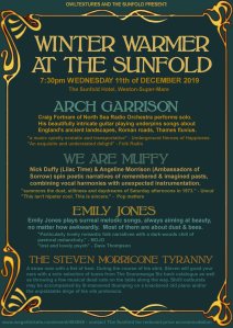 Winter Warmer @ The Sunfold (featuring Arch Garrison + We Are Muffy + Emily Jones + The Steven Morricone Tyranny), 11th December 2019